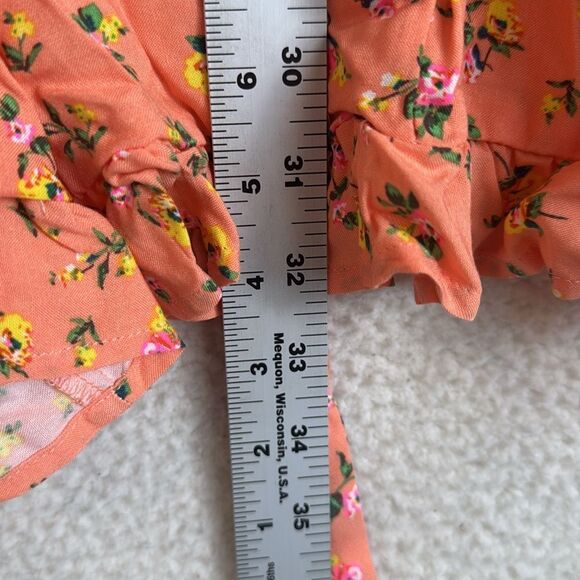 BP Romper Womens Small‎ Orange Grounded Ditsy Floral - Picture 6 of 7
